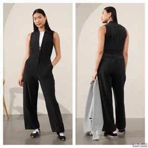 Athleta Brooklyn Black Utility Wide Leg Jogger Lounge Casual Dressy Jumpsuit New